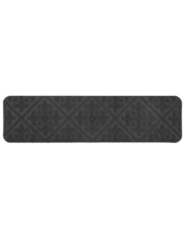 Tappeti per scale 15 pz 76 x 20 cm Grigio Scuro Poliestere