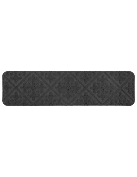 Tappeti per scale 15 pz 76 x 20 cm Grigio Scuro Poliestere
