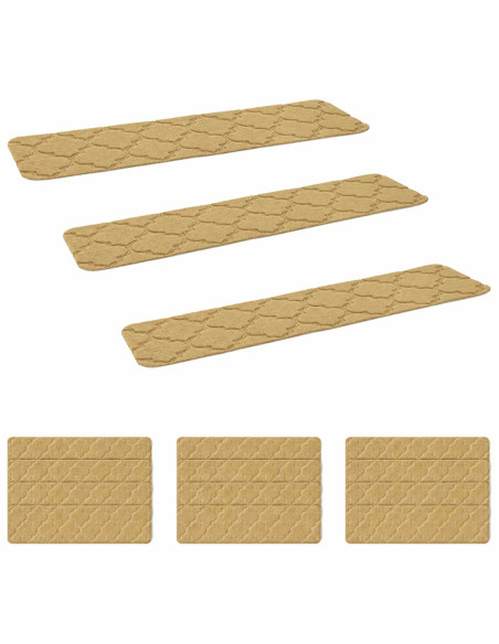 Tappeti per scale 15 pz 76 x 20 cm Beige Poliestere