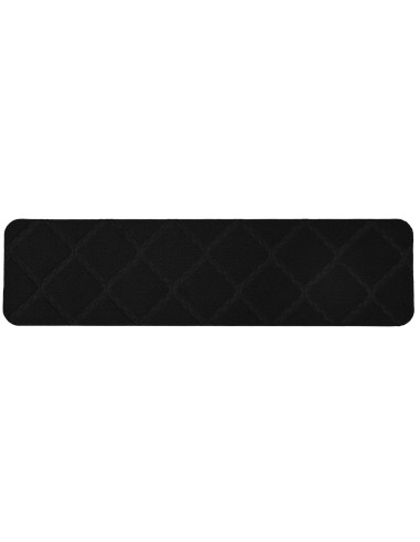 Tappeti per scale 15 pz 76 x 20 cm Nero Poliestere Rettangolare