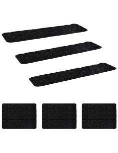 Tappeti per scale 15 pz 76 x 20 cm Nero Poliestere Rettangolare 2