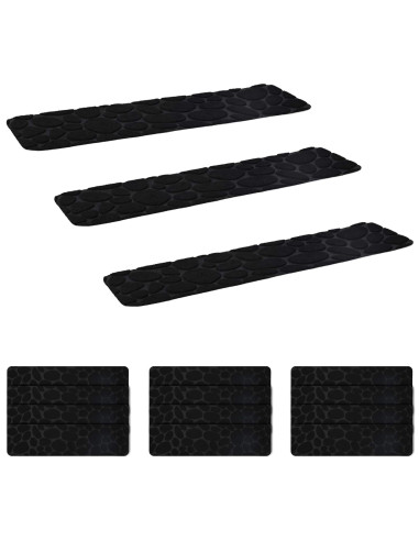 Tappeti per scale 15 pz 76 x 20 cm Nero Poliestere Rettangolare