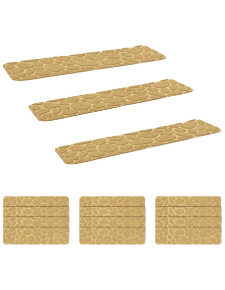 Tappeti per scale 15 pz 76 x 20 cm Beige Poliestere