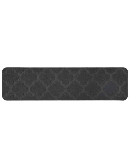 Tappeti per scale 15 pz 76 x 20 cm Grigio Scuro Poliestere