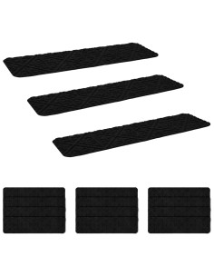 Tappeti per scale 15 pz 76 x 20 cm Nero Poliestere Rettangolare 2