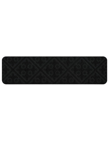 Tappeti per scale 15 pz 76 x 20 cm Nero Poliestere Rettangolare