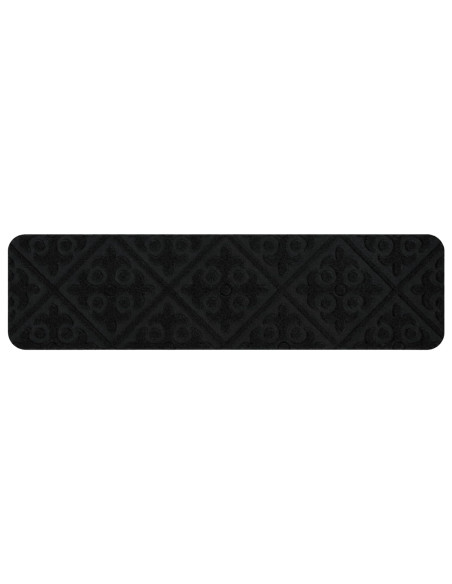 Tappeti per scale 15 pz 76 x 20 cm Nero Poliestere Rettangolare