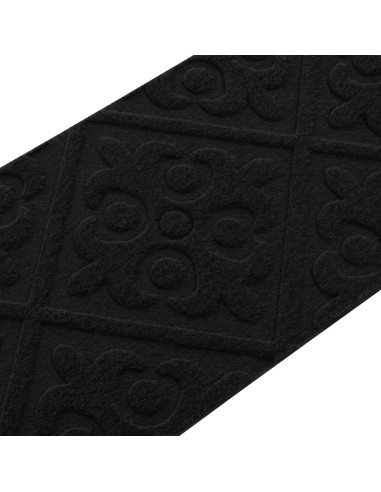 Tappeti per scale 15 pz 76 x 20 cm Nero Poliestere Rettangolare