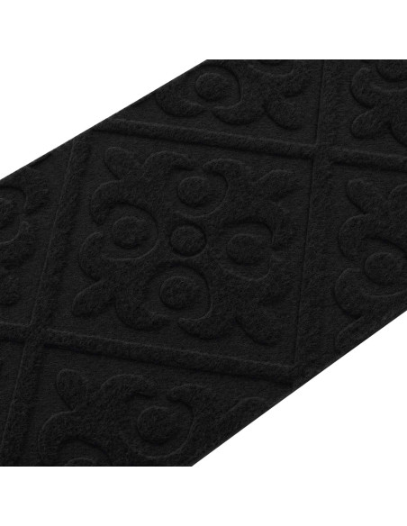 Tappeti per scale 15 pz 76 x 20 cm Nero Poliestere Rettangolare