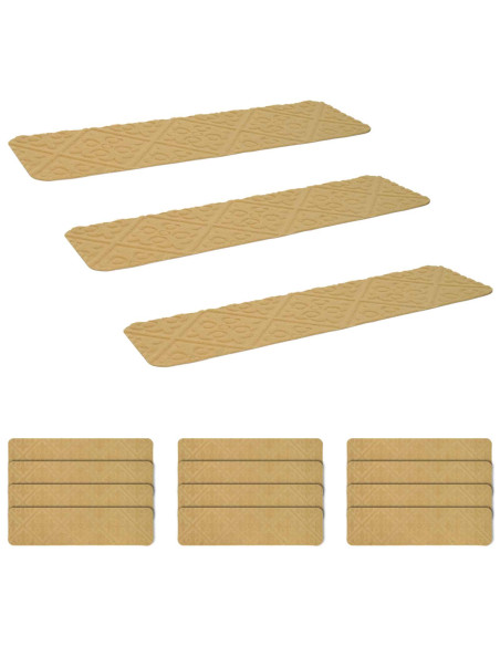 Tappeti per scale 15 pz 76 x 20 cm Beige Poliestere