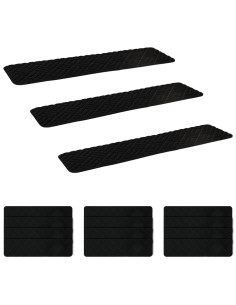 Tappeti per scale 15 pz 76 x 20 cm Nero Poliestere Rettangolare 2
