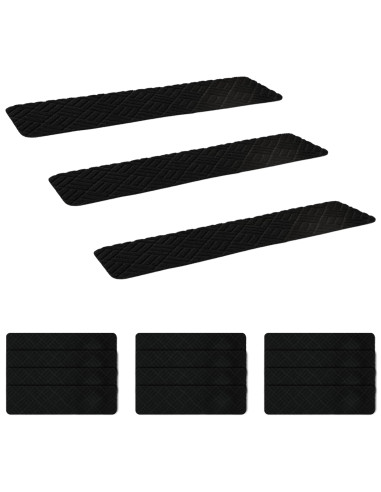 Tappeti per scale 15 pz 76 x 20 cm Nero Poliestere Rettangolare