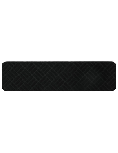 Tappeti per scale 15 pz 76 x 20 cm Nero Poliestere Rettangolare