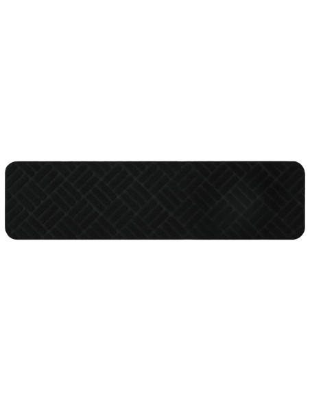 Tappeti per scale 15 pz 76 x 20 cm Nero Poliestere Rettangolare