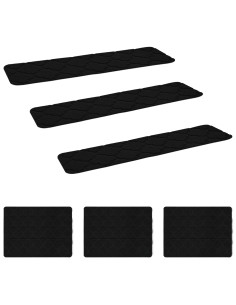 Tappeti per scale 15 pz 76 x 20 cm Nero Poliestere Rettangolare 2