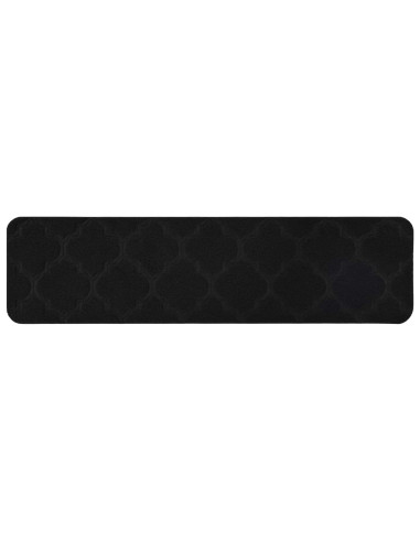 Tappeti per scale 15 pz 76 x 20 cm Nero Poliestere Rettangolare