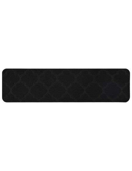 Tappeti per scale 15 pz 76 x 20 cm Nero Poliestere Rettangolare