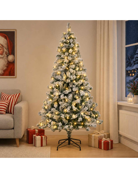 Albero di Natale Artificiale con Rami Pieghevoli 240 cm 300 LED