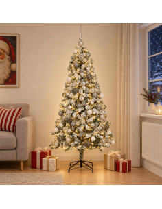 Albero di Natale Artificiale con Palline 240 cm 300 LED