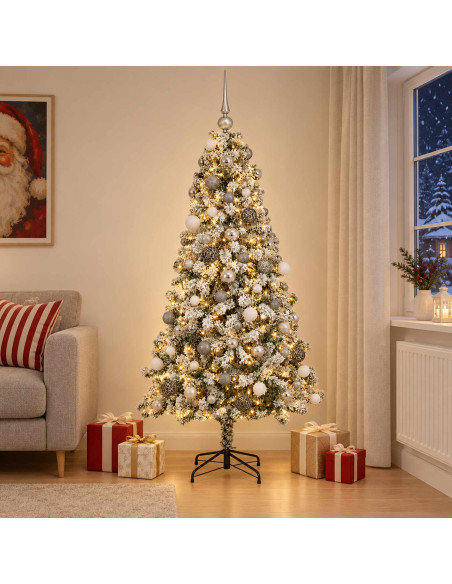 Albero di Natale Artificiale con Palline 240 cm 300 LED