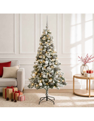 Albero di Natale Artificiale con Palline 150 cm 150 LED