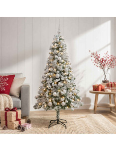 Albero di Natale Artificiale con Palline 150 cm 150 LED