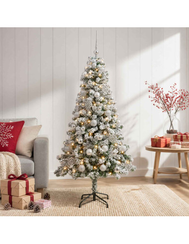 Albero di Natale Artificiale con Palline 150 cm 150 LED