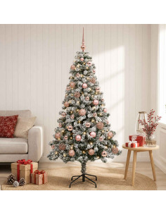 Albero di Natale Artificiale con Palline 150 cm 150 LED