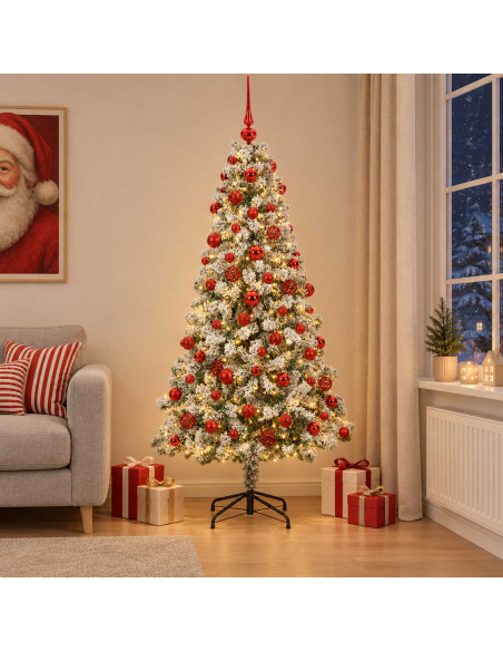 Albero di Natale Artificiale con Palline 240 cm 300 LED