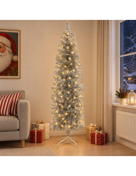 Albero di Natale Artificiale Sottile 240 cm 300 LED