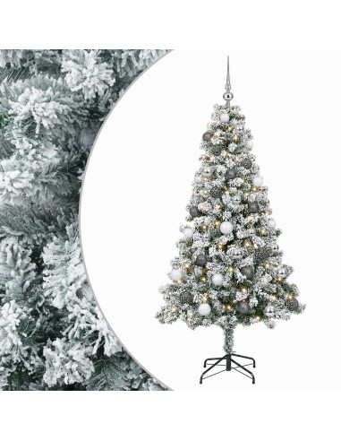 Albero di Natale Artificiale con Palline 150 cm 150 LED