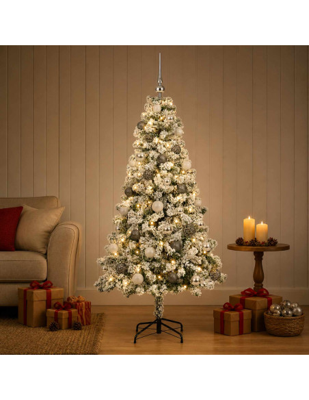 Albero di Natale Artificiale con Palline 150 cm 150 LED