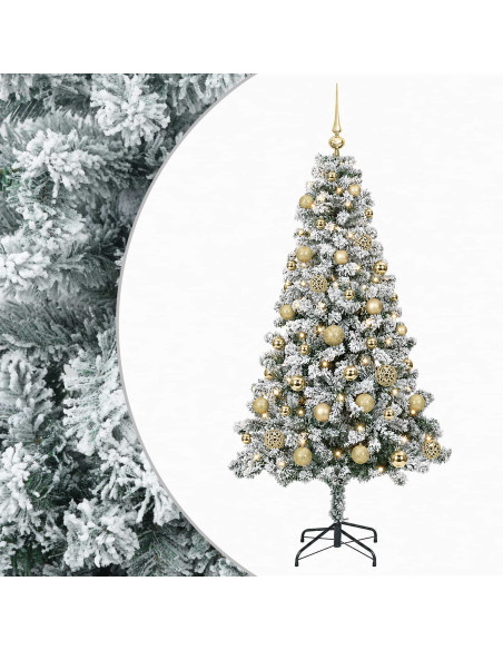 Albero di Natale Artificiale con Palline 150 cm 150 LED
