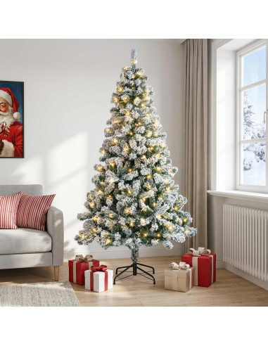 Albero di Natale Artificiale con Rami Pieghevoli 150 cm 150 LED