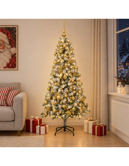 Albero di Natale Artificiale con Palline 240 cm 300 LED