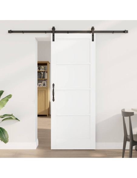 Porta scorrevole 78 x 202 cm Legno ingegnerizzato Bianco e Nero