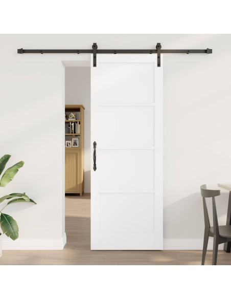 Porta scorrevole 78 x 211 cm Legno ingegnerizzato Bianco e Nero