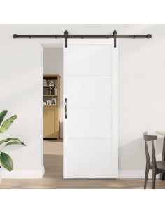 Porta scorrevole 83 x 211 cm Legno ingegnerizzato Bianco e Nero