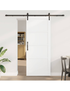 Porta scorrevole 86 x 211 cm Legno ingegnerizzato Bianco e Nero