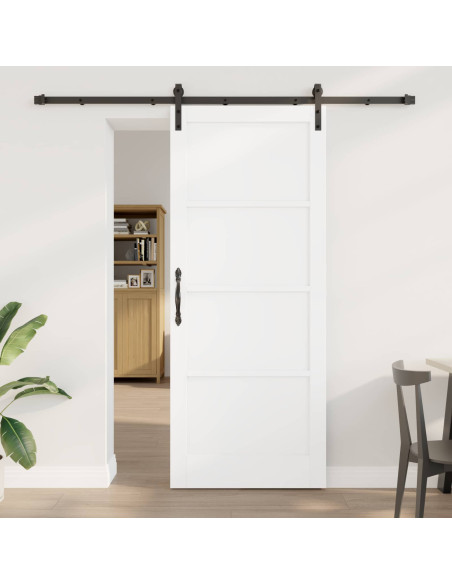 Porta scorrevole 86 x 211 cm Legno ingegnerizzato Bianco e Nero