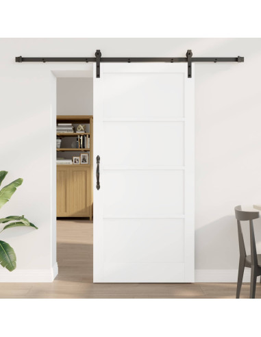 Porta scorrevole 93 x 202 cm Legno ingegnerizzato Bianco e Nero