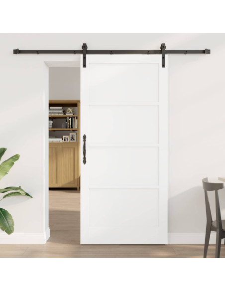 Porta scorrevole 93 x 202 cm Legno ingegnerizzato Bianco e Nero