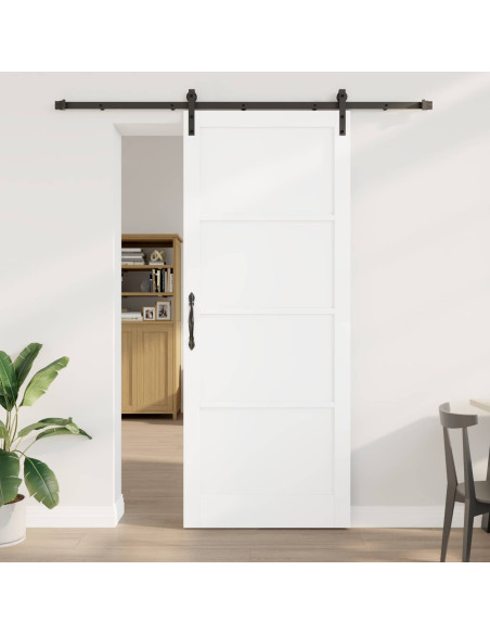 Porta scorrevole 93 x 232 cm Legno ingegnerizzato Bianco e Nero