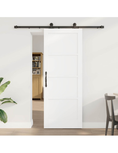 Porta scorrevole 78 x 202 cm Legno ingegnerizzato Bianco e Nero