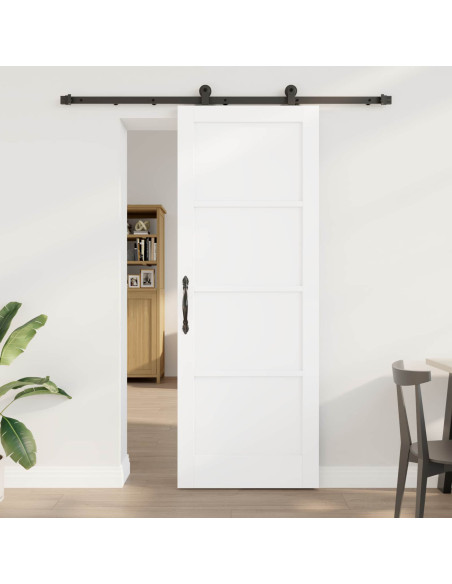 Porta scorrevole 78 x 211 cm Legno ingegnerizzato Bianco e Nero
