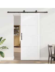 Porta scorrevole 86 x 211 cm Legno ingegnerizzato Bianco e Nero