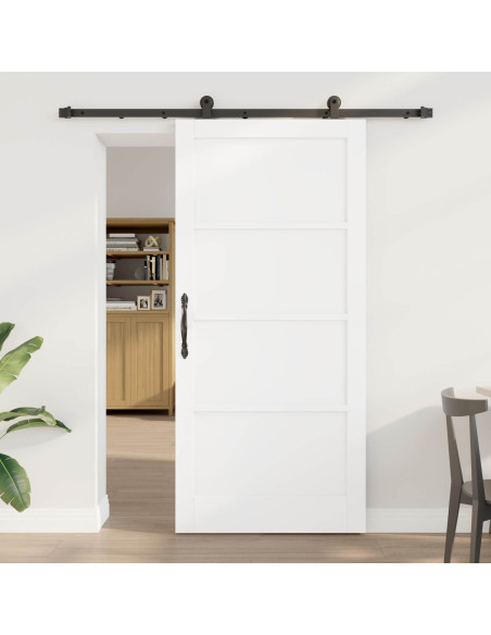 Porta scorrevole 93 x 202 cm Legno ingegnerizzato Bianco e Nero