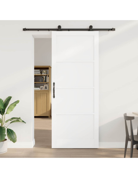 Porta scorrevole 93 x 232 cm Legno ingegnerizzato Bianco e Nero