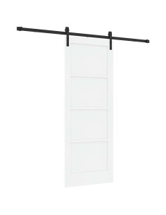 Porta scorrevole 78 x 202 cm Legno ingegnerizzato Bianco e Nero 2