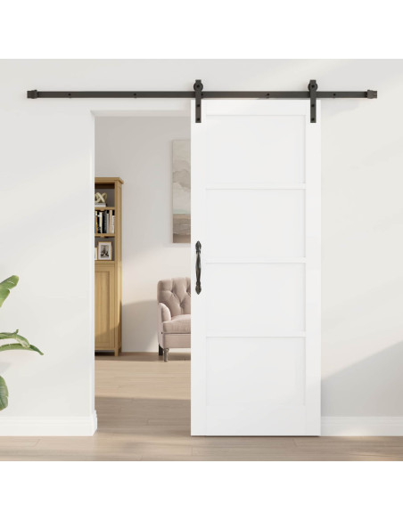Porta scorrevole 78 x 202 cm Legno ingegnerizzato Bianco e Nero